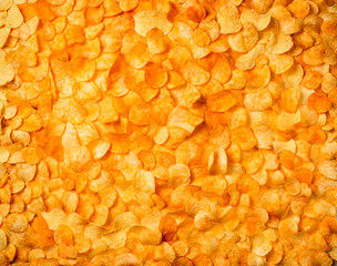 Chips texture crisp potato background of golden unhealthy food pattern web design banner poster...