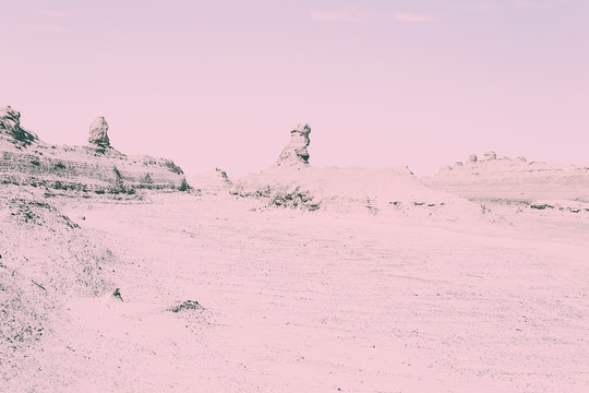 Desert landscape of the Yardan in the corridor of Hexi, China.