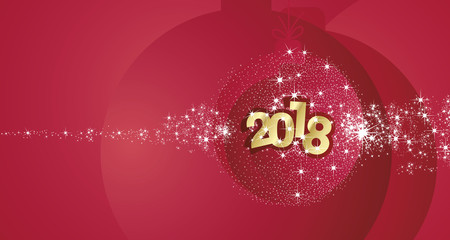 Vector 2018 Happy New Year gold red stardust ball background