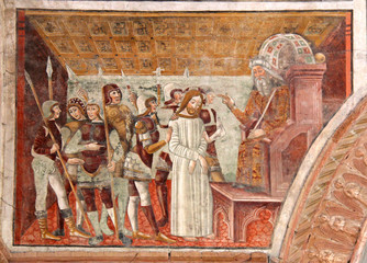 Ges&ugrave; davanti al sommo sacerdote; ciclo affrescato della Passione nella chiesa di Santa Maria in Bressanoro, presso Castelleone (Cremona)