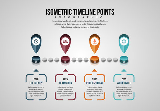 Isometric Timeline Points Infographic
