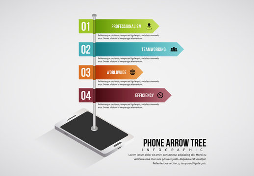 Mobile Phone Arrow Tree Infographic
