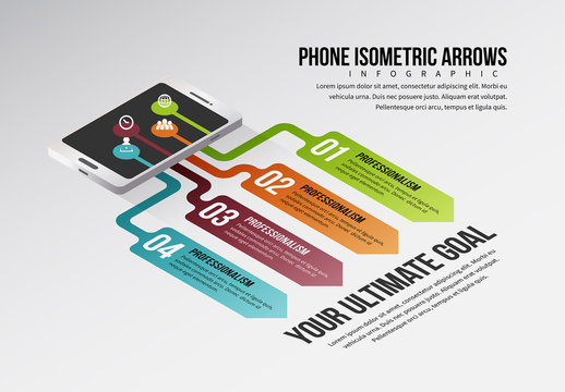 Mobile Phone Isometric Arrows Infographic
