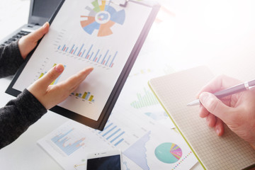 Business team meeting present.professional investor working with new startup project. Finance managers task.