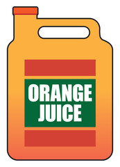 Gallon of fresh orange juice in a plastic container