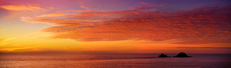 Sunset over Porth Nanven in the Cot Valley of Cornwall, England