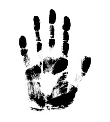 Print of hand of human, cute skin texture pattern,vector grunge illustration. Scanning the fingers, palm on white background..