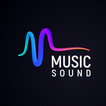 Stylised sound wave isolated logo. Abstract pulse vector illustration.