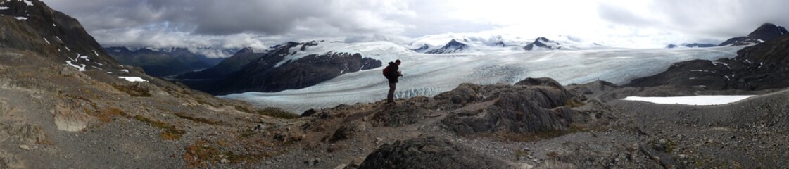 Lone Hiker at the Harding Ice Field