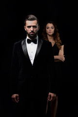 gentleman with his girl posing in the studio