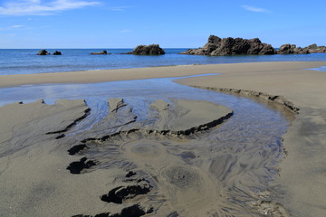 釜磯海岸（鳥海山からの湧水の浜）　遊佐町吹浦　Kamaiso beach(Spring water from Mt.Chokai) / Fukura, Yuza, yamagata