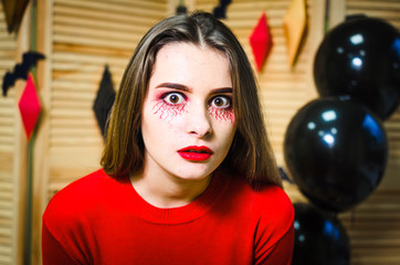 dracula child.little girl with halloween make-up