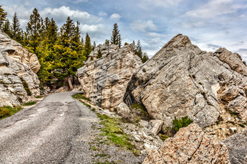 rocky road in the mountains
