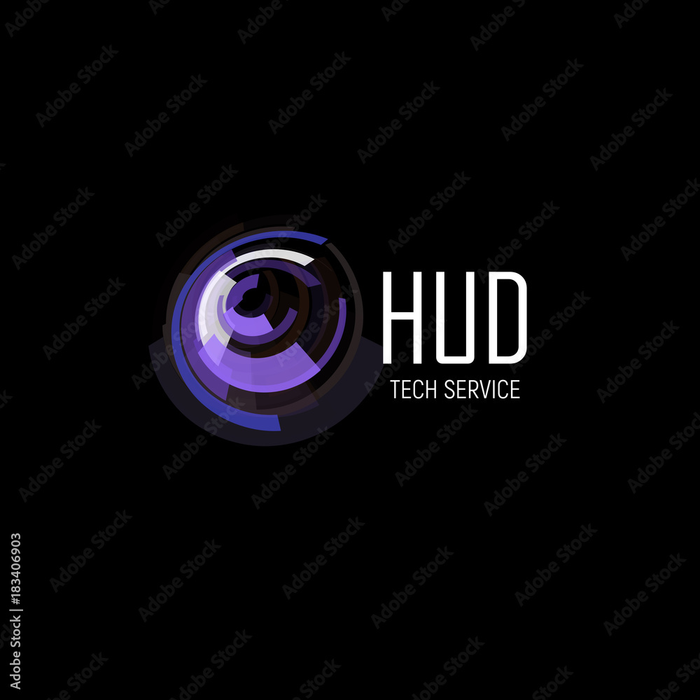 Aufkleber Technological circular abstract vector logo, fuuristic HUD UI interface element.