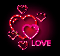 love poster with neon lights vector illustration design