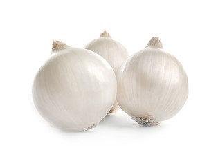 Fototapeta premium Fresh raw onion on white background