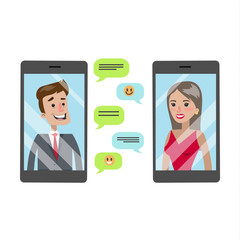 People chatting with smartphone.