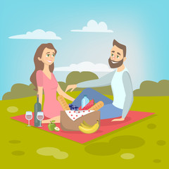 Couple at picnic.