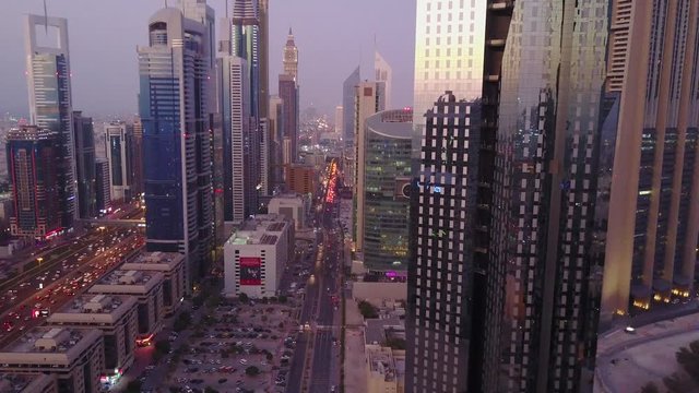 Aerial view from Dubai. Modern buildings. Futuristic aerial view of residential skyscrapers in the Dubai Marina walk. Dubai aerial skyline on a beautiful day