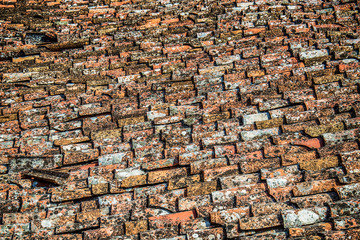 old tiles on the roof
