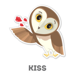 Isolated owl with kiss.