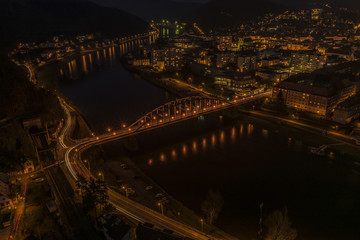 Fototapeta na wymiar Night view for Decin city in north Bohemia