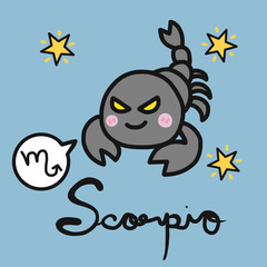 Scorpio horoscope cartoon vector illustration doodle style