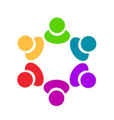 Teamwork colorful people working together mean solidarity ,community and collaboration symbol vector icon