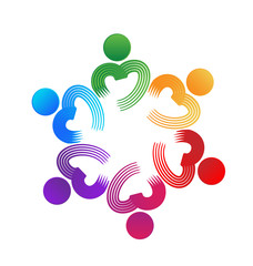 Obraz premium Teamwork charity people unity concept vector icon