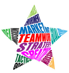 Teamwork words and meaning in a star shape vector icon colorful