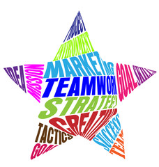 Teamwork words and meaning in a star shape vector icon