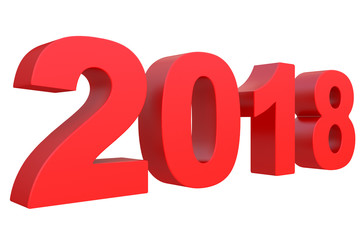red new year 2018 two thousand eighteen numbers isolated on a white background 3d rendering