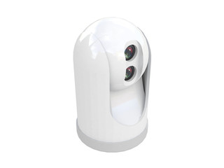 Security Camera with white color on a white background isolated front view 3d rendering