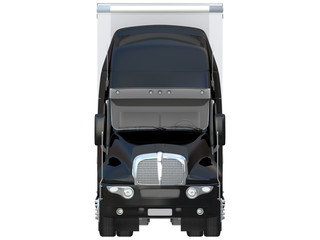 black truck with white container for advertising mock up isometric view 3d rendering