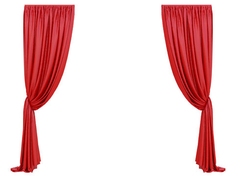 curtain of a theater or a opera opening on a white background 3d rendering