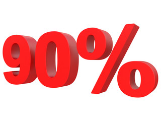 percent off. Discount %. 3d red text on a white background 3d rendering