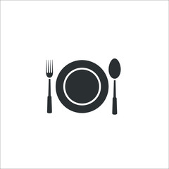 Plate with spoon and fork vector