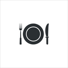Plate with fork and knife vector