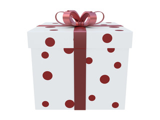 white gift box with a blue ribbon and white box with blue dots isolated white background 3d rendering