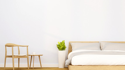 bedroom and relax area in apartment or hotel - Interior design for artwork room for rent or for sale - 3D Rendering