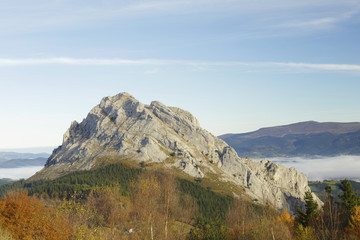 Urkiola natural park, Basque Country, Spain. Clouds in autumn.