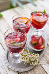 Fototapeta na wymiar fruity wine cooler sangria for summer party drinks