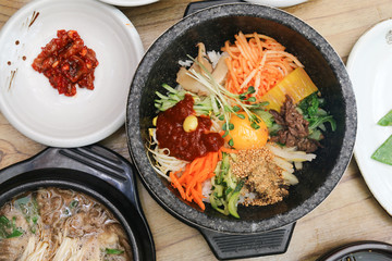 Bibimbap, a popular korean mixed rice dish.