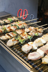 Dakkochi, korean chicken skewers, is a popular South Korean street food.