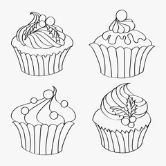 The set of contours of delicious Christmas  cupcakes