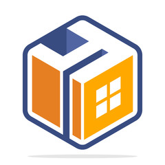 hexagon-shaped logo with isometric style and the initial letter Y