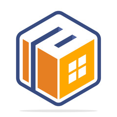 hexagon-shaped logo with isometric style and the initial letter A