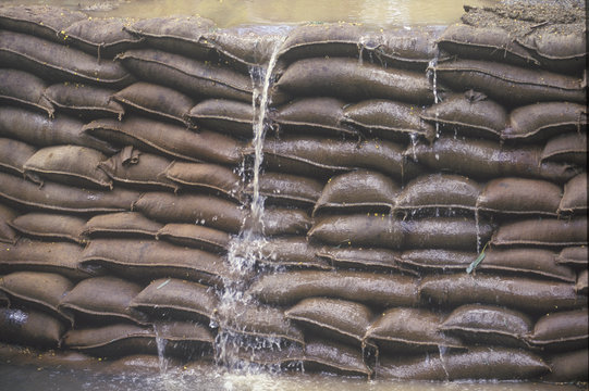 Sand Bags Hold Back Flood Waters