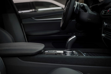 Obraz na płótnie Canvas Modern car interior detail. Automatic transmission.