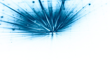 Naklejka premium Abstract blue and white background. Fractal graphics series. Three-dimensional composition of bokeh blurs and light beams.
